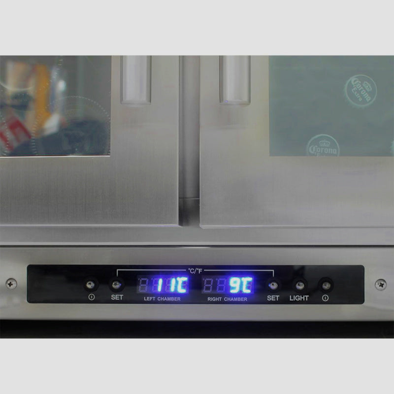 Bar Fridge | Dual Zone Combo | Schmick JC190 close up view of temperature controls