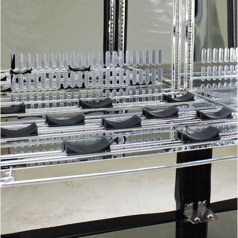 Bar Fridge | Solid 2 Door Alfresco | Rhino Stainless Steel close up view of wine shelving
